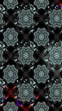 Taslak dekoratif arka plan, çiçek mandala. Çiçek. Raster illüstrasyonu. Siyah renklerde.