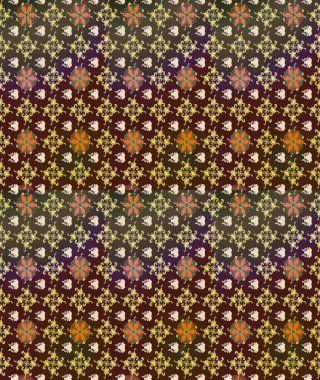 Düz Çiçek Elementleri Tasarımı. Renkli Bahar Teması eskiz kalıbı. Sevimli çiçek raster deseni. Kahverengi renkte çiçekler.