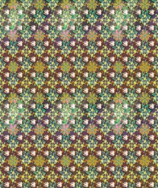 El çizimi. Raster illüstrasyonu. Çiçekli, yapraklı, çiçek desenli çizim..