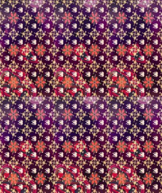 El çizimi çiçekli soyut çizim kalıbı. Kahverengi renkli çiçekler. Raster illüstrasyonu.