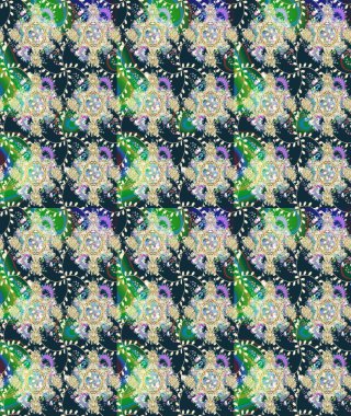 Robot resim. Motley illüstrasyonu. Moda baskıları için zarif bir şablon. Küçük çiçekte güzel bir desen. Küçük renkli çiçekler. Çiçekli yaz çiçekleri.