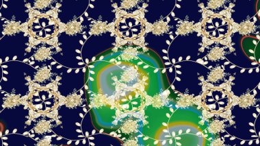 Düz Çiçek Elementleri Tasarımı. Raster illüstrasyonundaki çiçek desenli çizim. Güzel kumaş deseni. Renkli Bahar Teması çizim şablonu.