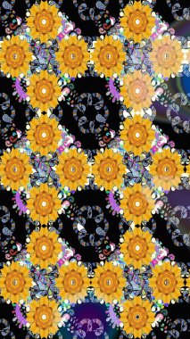 Sketch Floral Pattern in Raster illustration. Fancy fabric pattern. Colour Spring Theme sketch pattern Background. Flat Flower Elements Design.