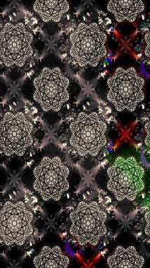 Raster illüstrasyonundaki çiçek desenli çizim. Siyah renkte çiçekler.