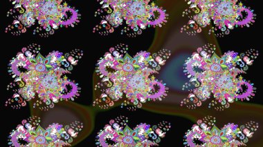 Renkli Bahar Temalı Kusursuz Arkaplan. Çiçek deseni. Düz Çiçek Elementleri Tasarımı. Raster illüstrasyonu. Kusursuz Chichi kumaş deseni..