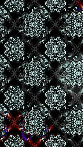 Taslak dekoratif arka plan, çiçek mandala. Çiçek. Raster illüstrasyonu. Siyah renklerde.