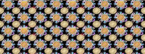 Siyah ve bej renkli çiçekler. Raster illüstrasyonu. Asya tekstil tarzında. Raster illüstrasyonu. Kusursuz çiçek deseni.