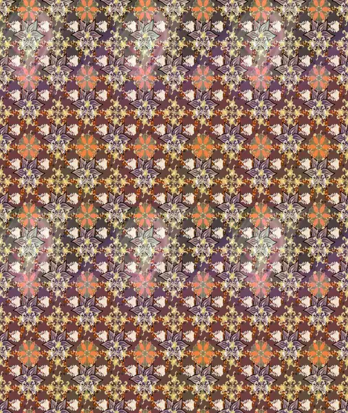 Kahverengi ve nötr renklerde çiçekler. Hediye ambalaj kağıdı, tebrik kartları, posterler ve pankart tasarımı. Raster düz çiçek çizim deseni.