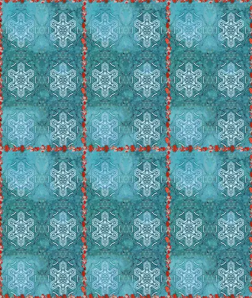 Soyut etnik raster kusursuz desen. Kabile sanatı boho baskısı, klasik çiçek arkaplanı. Arkaplan dokusu, duvar kağıdı, mavi ve nötr renklerde çiçek teması.