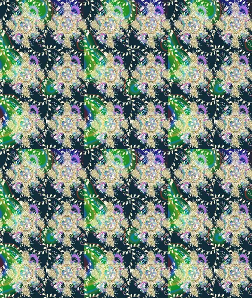 Robot resim. Motley illüstrasyonu. Moda baskıları için zarif bir şablon. Küçük çiçekte güzel bir desen. Küçük renkli çiçekler. Çiçekli yaz çiçekleri.