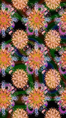 Çiçekli eskiz çizimi. Kahverengi renkli çiçekler. Renkli Yaz Temalı eskiz kalıbı. Düz Çiçek Elementleri Tasarımı.