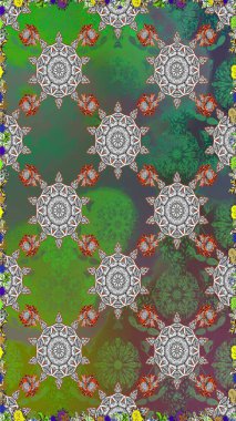 Raster kına dövme tarzı. Hint çiçek desenli madalyon desen. Etnik Mandala süsleme. Tekstil, tebrik kartı, boyama kitabı, telefon durumda yazdırma için kullanılabilir.