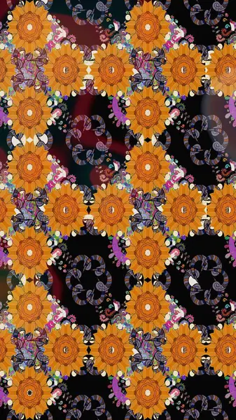 Şirin çiçek elementleri. Turuncu renkli çiçekler. Raster illüstrasyonu. Çizim.