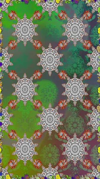 Raster kına dövme tarzı. Hint çiçek desenli madalyon desen. Etnik Mandala süsleme. Tekstil, tebrik kartı, boyama kitabı, telefon durumda yazdırma için kullanılabilir.