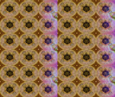 Küçük çiçekte hoş bir çiçek deseni var. Kahverengi renkler ve parlak çiçekler üzerine soyut çizim deseni. Çiçek elementli zarif raster dokusu..