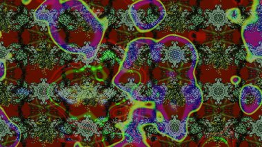 Çiçeksel elementlerle süslenmiş zarif raster dokusu. Küçük çiçekte hoş bir çiçek deseni var. Parlak çiçekli yeşil renkler üzerine soyut çizim deseni.