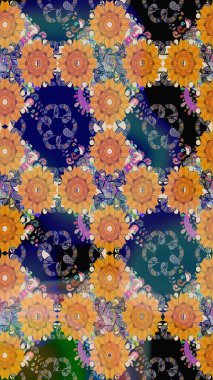 Elle boyanmış suluboya resim çizimleri, çiçekler ve bitkiler. Mavi renkte çiçekler.