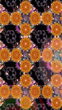 Çiçekler suluboya eskiz deseni. Raster Stili kumaş deseni.