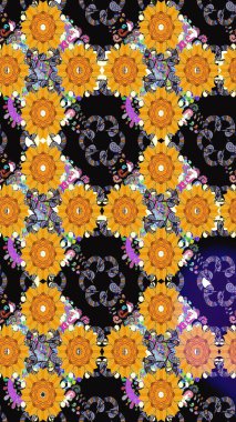 Sketch Floral Pattern in Raster illustration. Fancy fabric pattern. Colour Spring Theme sketch pattern Background. Flat Flower Elements Design.