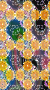 Güzel eskiz şekli. Raster çiçekli arka plan. Yazdır. Güzel kumaş deseni. Renkli Yaz Temalı eskiz kalıbı. Düz Çiçek Elementleri Tasarımı.