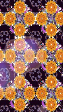 Kumaş desenli papatya çiçeği detayı. Siyah renkte çiçekler.