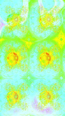 Asya tekstil tarzında. Raster illüstrasyonu. Raster illüstrasyonu. Çiçek desenli çizim. Yeşil renkte çiçekler.