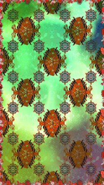 Yeşil ve kahverengi renkli vadi çiçekleri. Raster dikişsiz çiçek deseni.