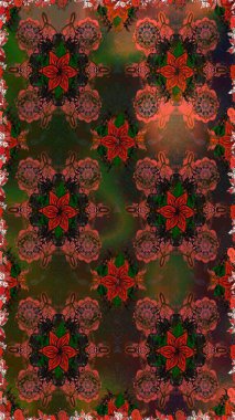 Kahverengi ve gri renkli çiçekler. Düz Çiçek Elementleri Tasarımı. Renkli Bahar Temalı Kusursuz Arkaplan. Sevimli çiçek raster deseni.