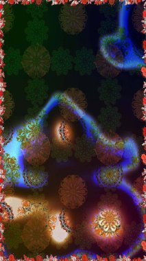 Raster illüstrasyonu. Kahverengi ve gri renkli çiçekler. Şirin çiçek elementleri. Kusursuz..