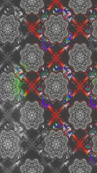 Renkli Bahar Teması eskiz kalıbı. Düz Çiçek Elementleri Tasarımı. Raster..