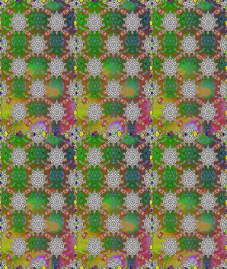 Raster illüstrasyonu. Çiçekli güzel suluboya desen. Yeşil ve kahverengi renklerde.