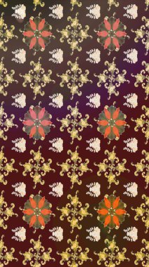 Çiçek desenli raster, kahverengi ve mor çizgi grafik desenli soyut raster arkaplan. Modern stil dokusu.