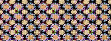 Düz Çiçek Elementleri Tasarımı. Renkli Bahar Teması eskiz kalıbı. Siyah renkli çiçekler. Raster illüstrasyonunda çiçek deseni çizimi.