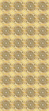 Raster illüstrasyonu. Bej, sarı ve nötr renklerde altın. Doğum günü kartı, davetiye ya da afiş için iyidir. Dekoratif simetri arabesk. Kusursuz ortaçağ çiçek desenleri..