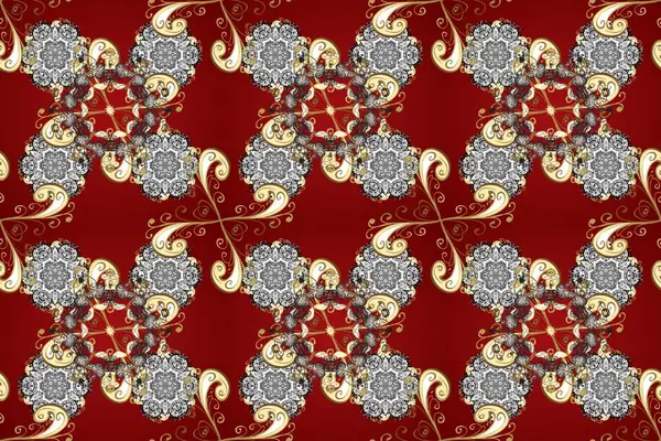 Altın kaplamalı kırmızı, gri ve kahverengi zemin. Lüks mobilyalar. Kusursuz ahşap oyma. Patina. Altın elementli kırmızı, gri ve kahverengi desenler. Klasik mobilya tarzı. Oyma.