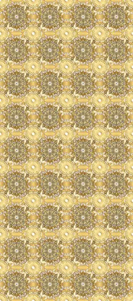 Raster illüstrasyonu. Bej, sarı ve nötr renklerde altın. Doğum günü kartı, davetiye ya da afiş için iyidir. Dekoratif simetri arabesk. Kusursuz ortaçağ çiçek desenleri..