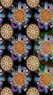 Taslak dekoratif arka plan, çiçek mandala. Çiçek. Raster illüstrasyonu. Siyah renklerde.