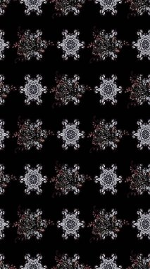 Çiçek desenli çizim. Raster illüstrasyonu. Asya tekstil tarzında. Siyah renkli çiçekler. Raster illüstrasyonu.