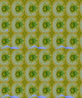 Yeşil renkler üzerine çiçek desenli çizimler, el yapımı papatyalar, papatyalar. Tekrarlayan çiçek arkaplanı, zarif yeşil çiçek duvar kağıdı.