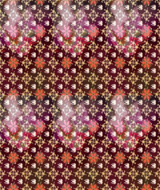 Arkaplan dokusu, duvar kağıdı, kahverengi renkli çiçek teması. Soyut etnik raster çizim kalıbı. Kabile sanatı boho baskısı, klasik çiçek arkaplanı.