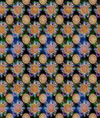 Şirin çiçekler. Çizgi çizimi kalıbı. Raster Moda kumaş deseni.