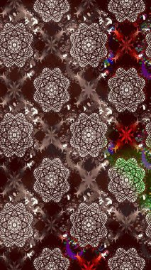 Çiçek ve yapraklı karalama şeklinde Raster çiçek deseni. Kahverengi renklerde bahar çiçekleri. Raster illüstrasyonu.