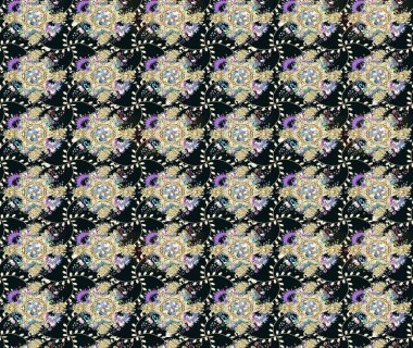 Düz Çiçek Elementleri Tasarımı. Eskiz klasiği. Raster Şirin kumaş deseni. Renkli Bahar Teması çizim şablonu.