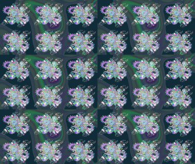 Çizim çiçek deseni duvar kağıdı, web sitesi arka planı, ambalaj kağıdı, davetiye, broşür, afiş veya web sitesi için kullanılabilir. Parlak elementlerin. El çizimi Raster illüstrasyonu.