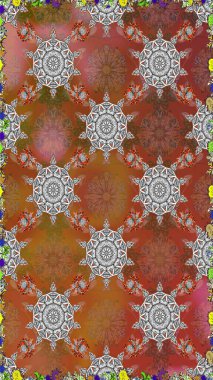 Gömlek baskısı için çiçek boyası. Kahverengi renkli çiçekler. Çiçeksiz desenli arka plan.