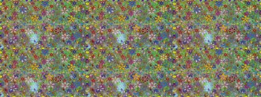 Çiçek deseni. Raster illüstrasyonu. Yeşil ve nötr renklerde çiçekler. Yeşil ve nötr renklerde çiçeksiz. Şatafatlı bahar bahçesi dokusu.