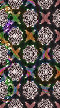 Gri renkli etnik çiçekli zarif eskiz deseni. Raster Çiçek İllüstrasyon Şirin Tekstil.