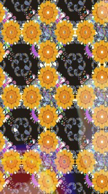 Çiçekli karalama şeklinde Raster çiçek deseni. Yumuşak, bahar çiçekli arka plan. Sarı renkte çiçekler.