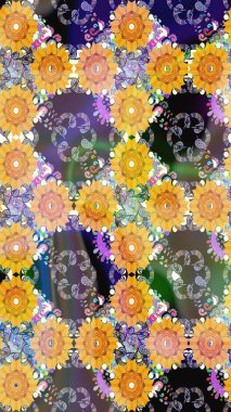 Çiçekli çiçek deseni, suluboya. Sarı renkli çiçekler. Renkli Bahar temalı eskiz kalıbı. Düz Çiçek Elementleri Tasarım Raster illüstrasyonu.