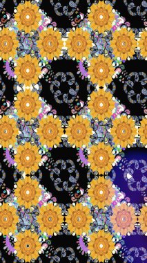 Elle çizilmiş sonbahar çiçeği deseni. Renkli sarı çizim kalıbı. Doodle tarzı. Tekstil ve kapak tasarımı için mükemmel. Sarı renkte çiçekler.